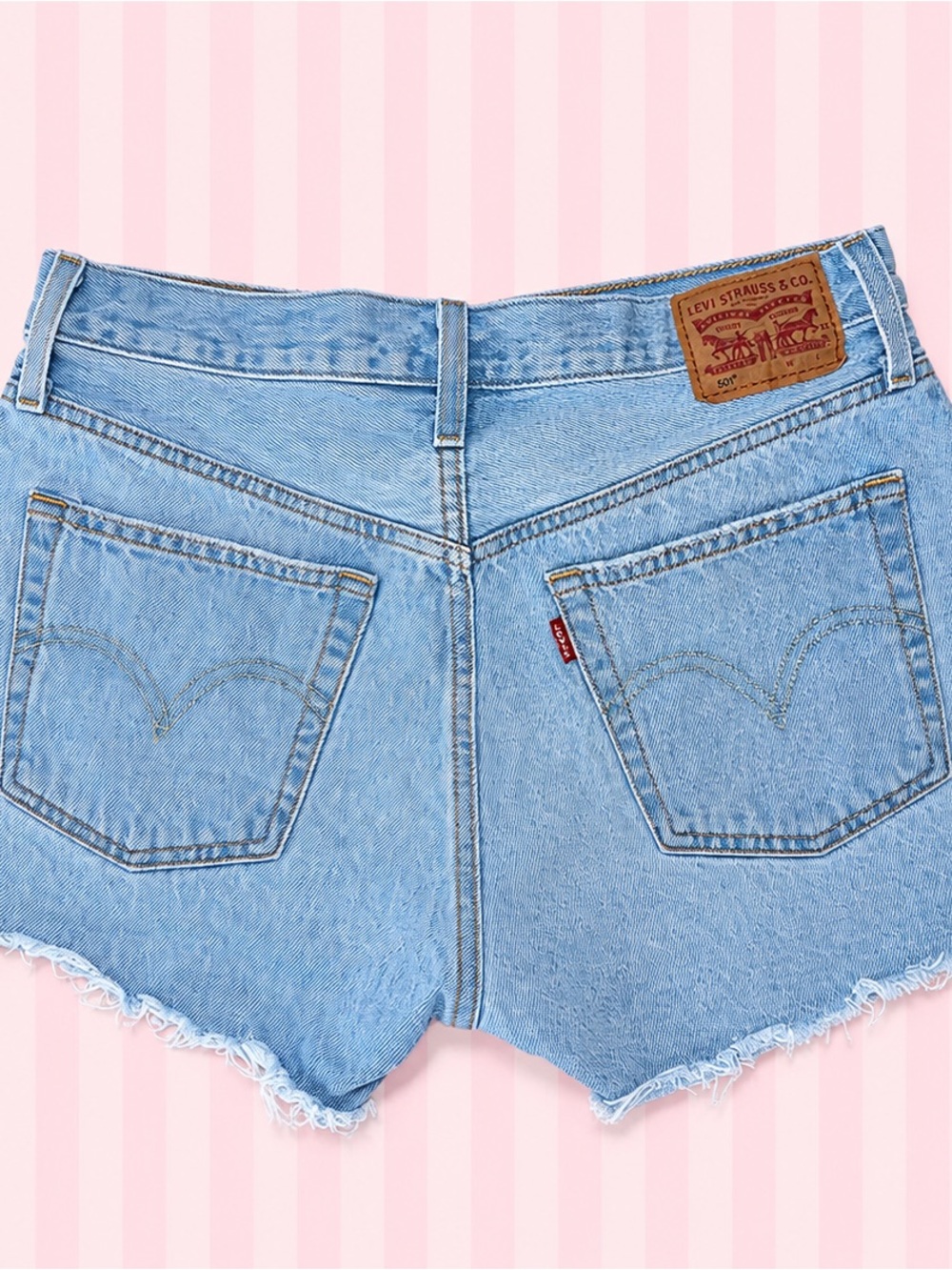 Levi’s 501 Light Wash Cutoff Denim Shorts Raw Hem Y2K High Rise Jean Shorts